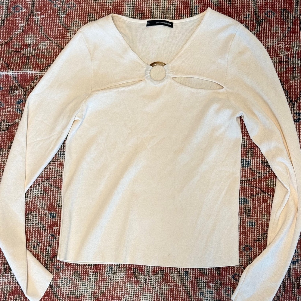 ✨ NWT Sfera Collection White Knit O-Ring Top | Size M ✨